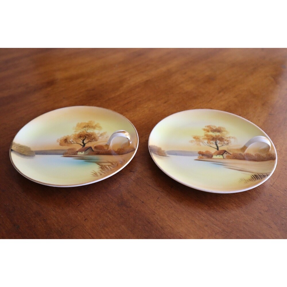 READ* Vintage Noritake China Tree In The Meadow Lemon Plate Dish Handle  5.5"